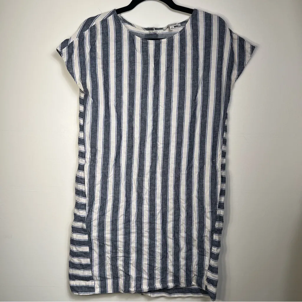 Madewell Casual summer Blue and White Striped linen Midi Dress size XS - Image 3
