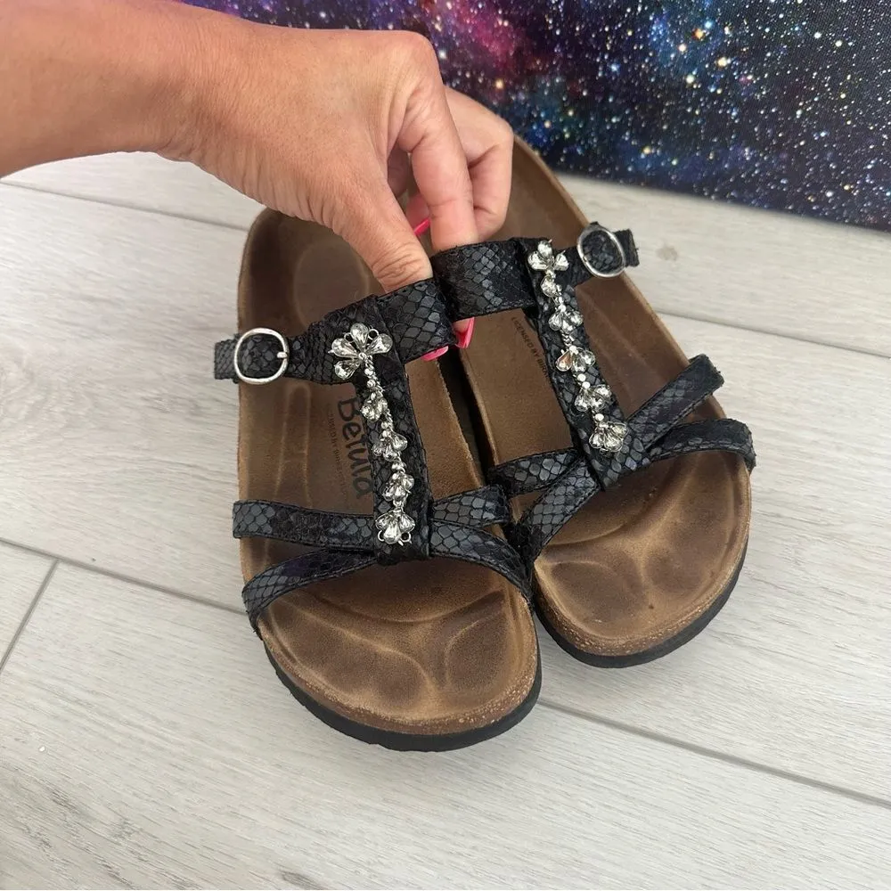 Birkenstock Betula Black Tango Womens 6 US / 37 EU  Floral Slide Sandals Germany - Image 9