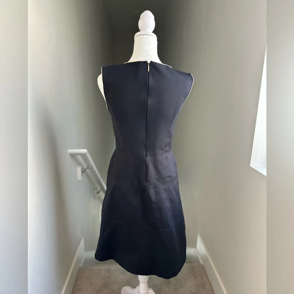 Tory Burch Sleeveless Black A-Line Sheath Dress White Trim XS Business Casual - Image 2