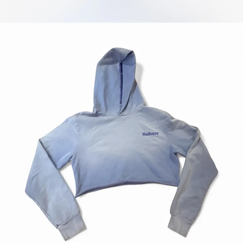 Madhappy Cropped Hoodie Small Lavender Purple Light Blue Long Sleeved - Image 2