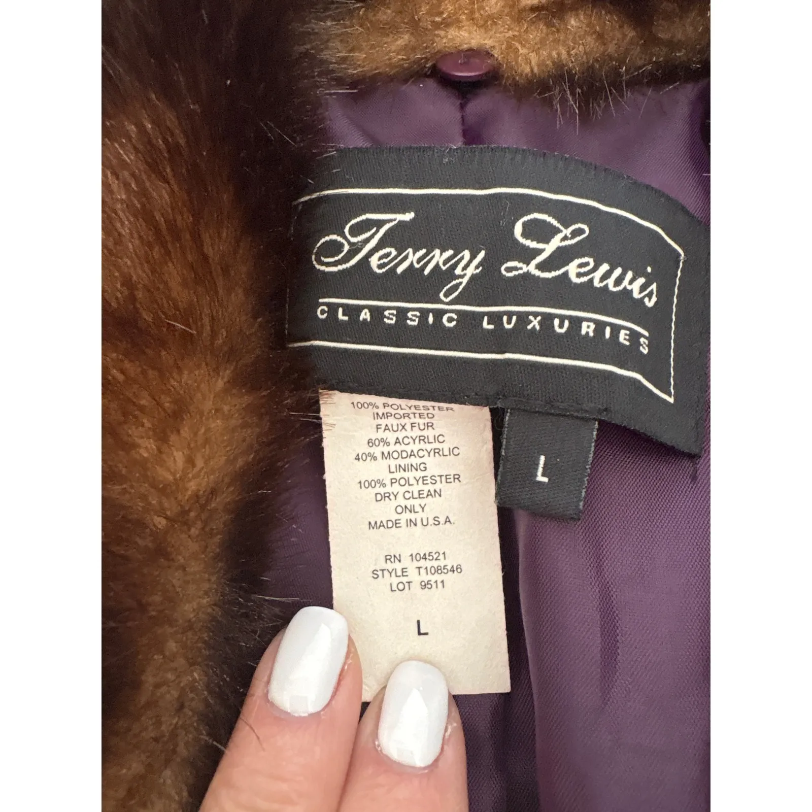 Vintage Terry Lewis Classic Luxuries Womens Purple Faux Fur Collar Jacket L NWT Size L - Image 5