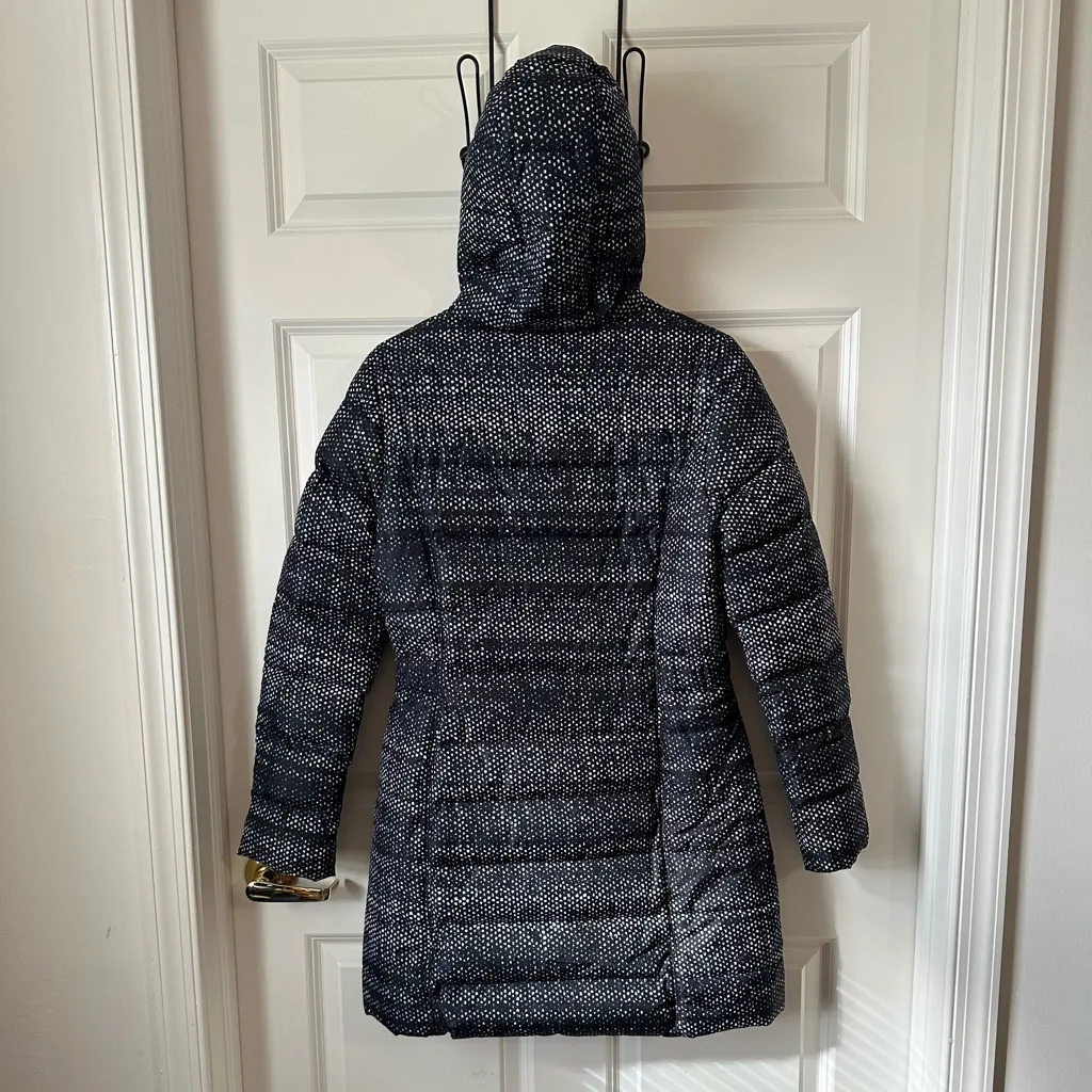 The North Face Womens Gotham Long Jacket Hooded Black Donegal Print Size M - Image 2