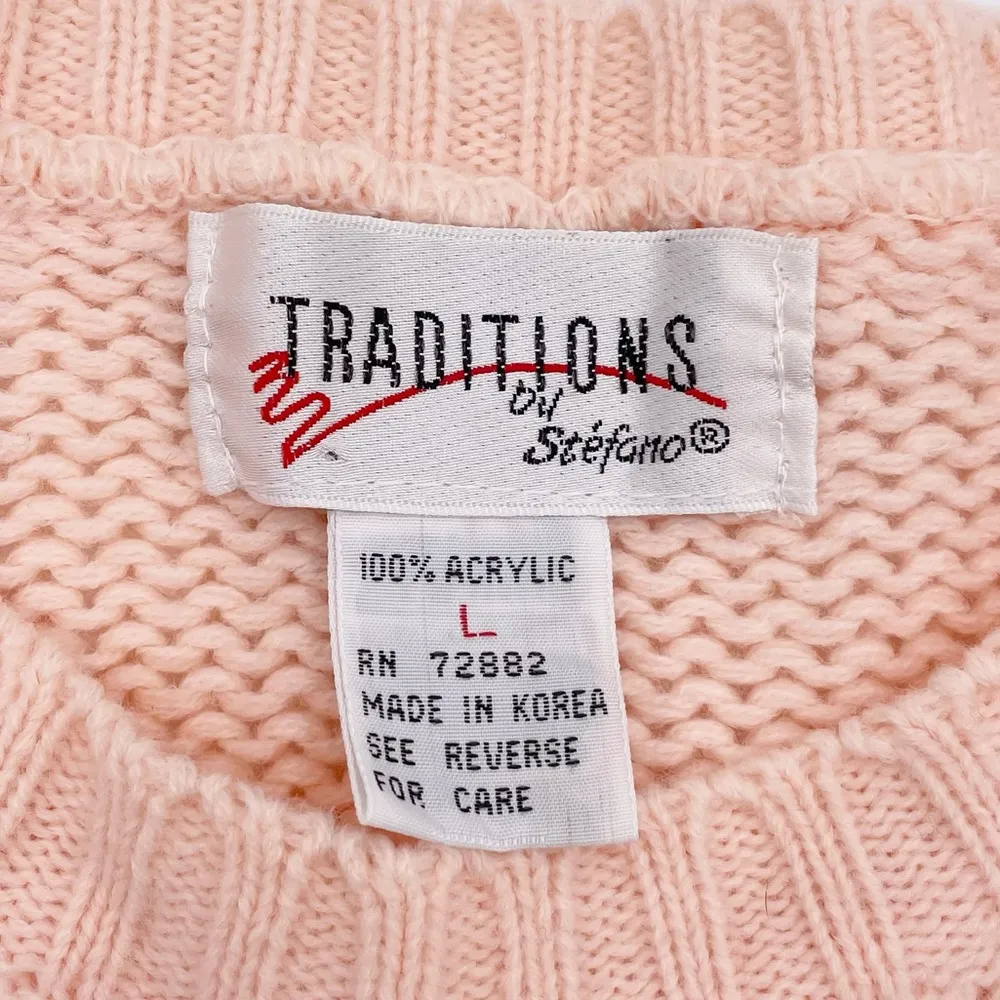 Vintage 80s Traditions by Stefano Pastel Pink Floral Sweater Cottagecore NWT Size L - Image 4