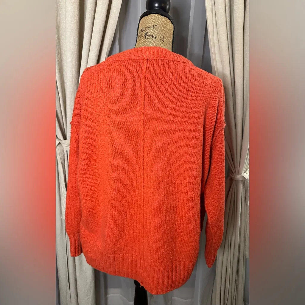 Free People Brookside Tunic Sweater Scoop Neck Oversized Orange - Image 6