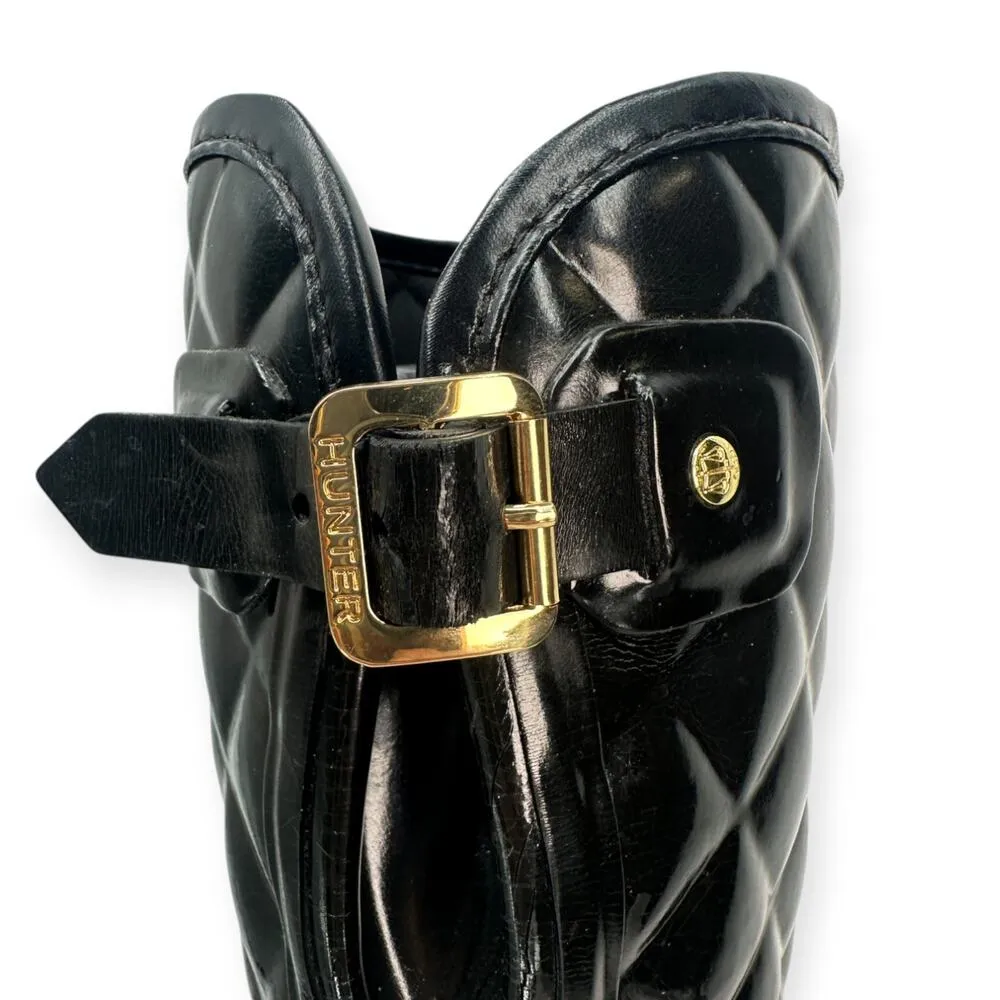 Hunter | US 8 | Women's Refined Quilted Gloss Round Toe Pull-On Rain Boots - Image 7