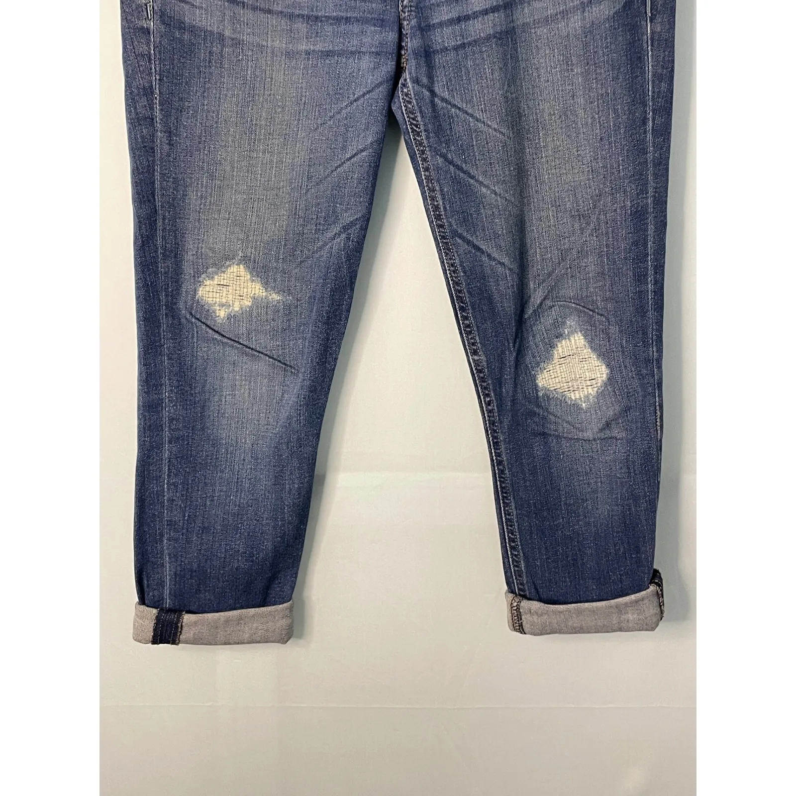 Express Womens Mid Rise Distressed Cuffed Jeans Blue Size 0 - Image 5