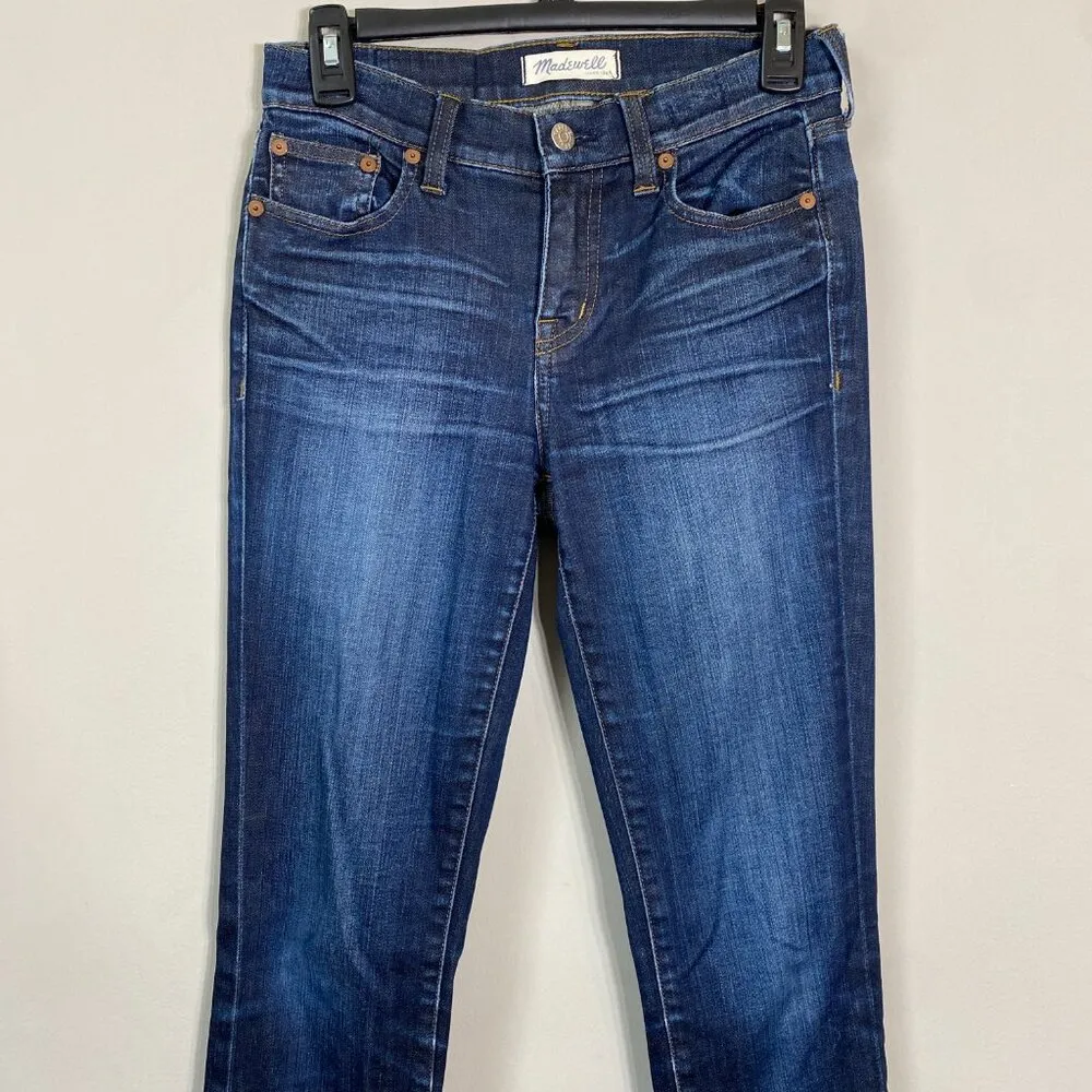 Madewell Alley Straight Jeans Women's Size 24 Blue Dark Wash Stretch Low-Rise - Image 6