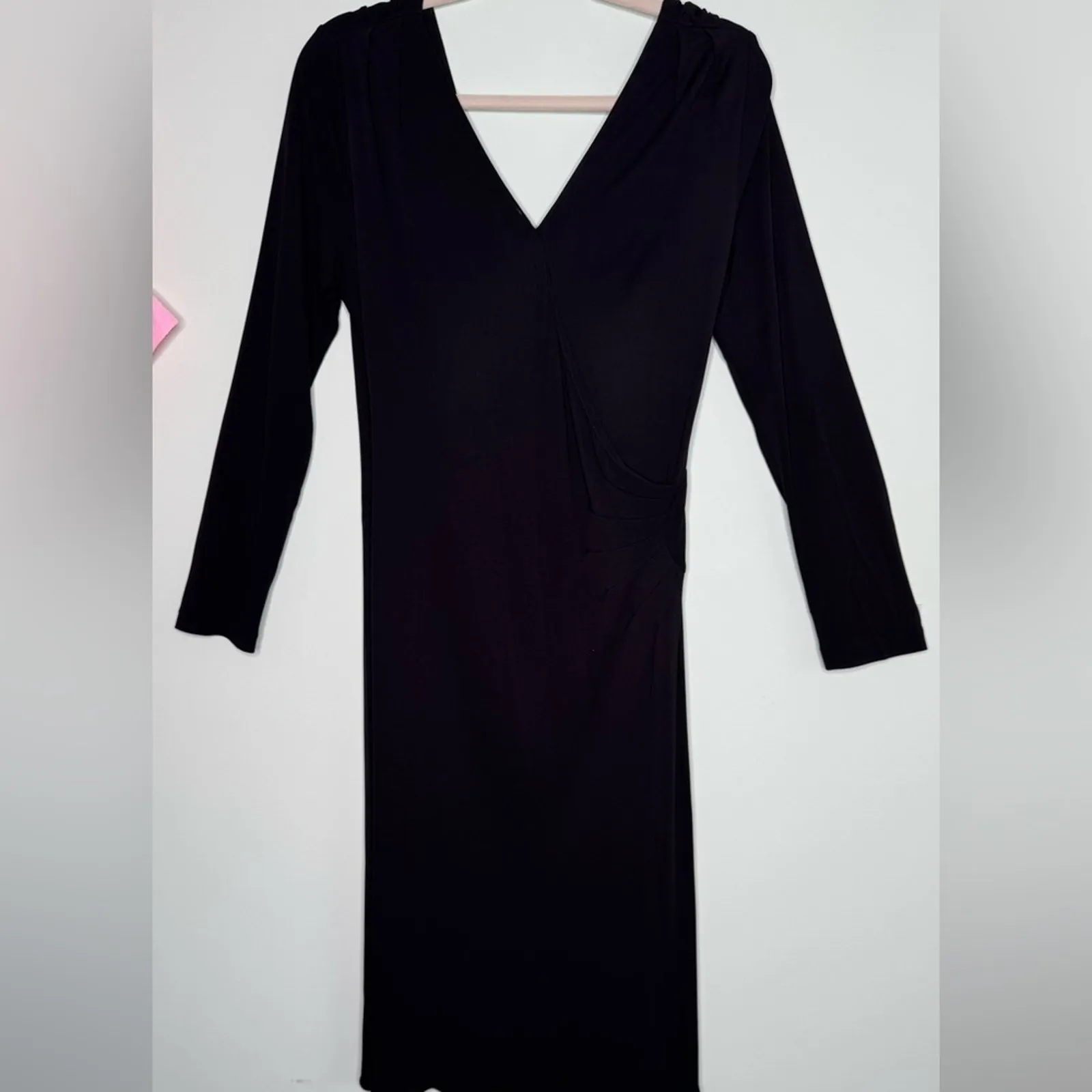 Luca Luca Made In Italy Black Faux Wrap Elegant V - Image 3
