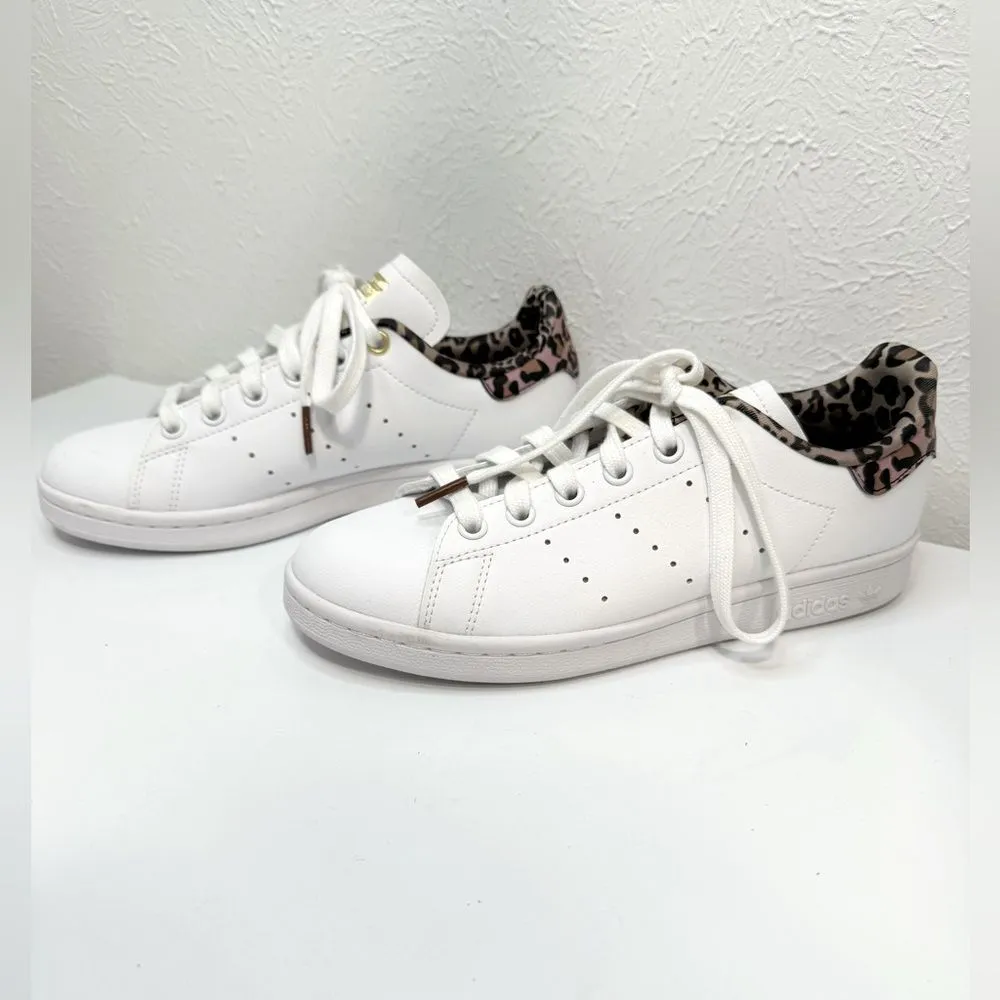 Adidas Originals Stan Smith White Leopard Pink Brown Sneakers Size 5 EUC - Image 4
