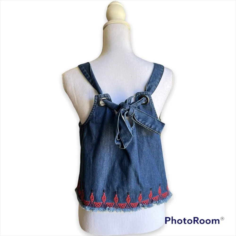 Blank NYC Embroidered Denim Top- Size M - Image 4