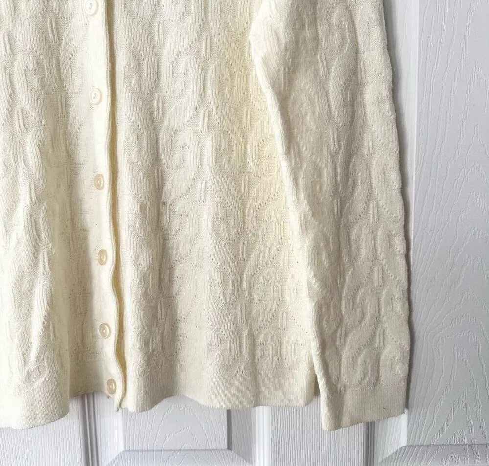 Cuddle Knit Wintuk Vintage Orlon Acrylic Collared Cable Knit Button Cardigan M Size M - Image 5