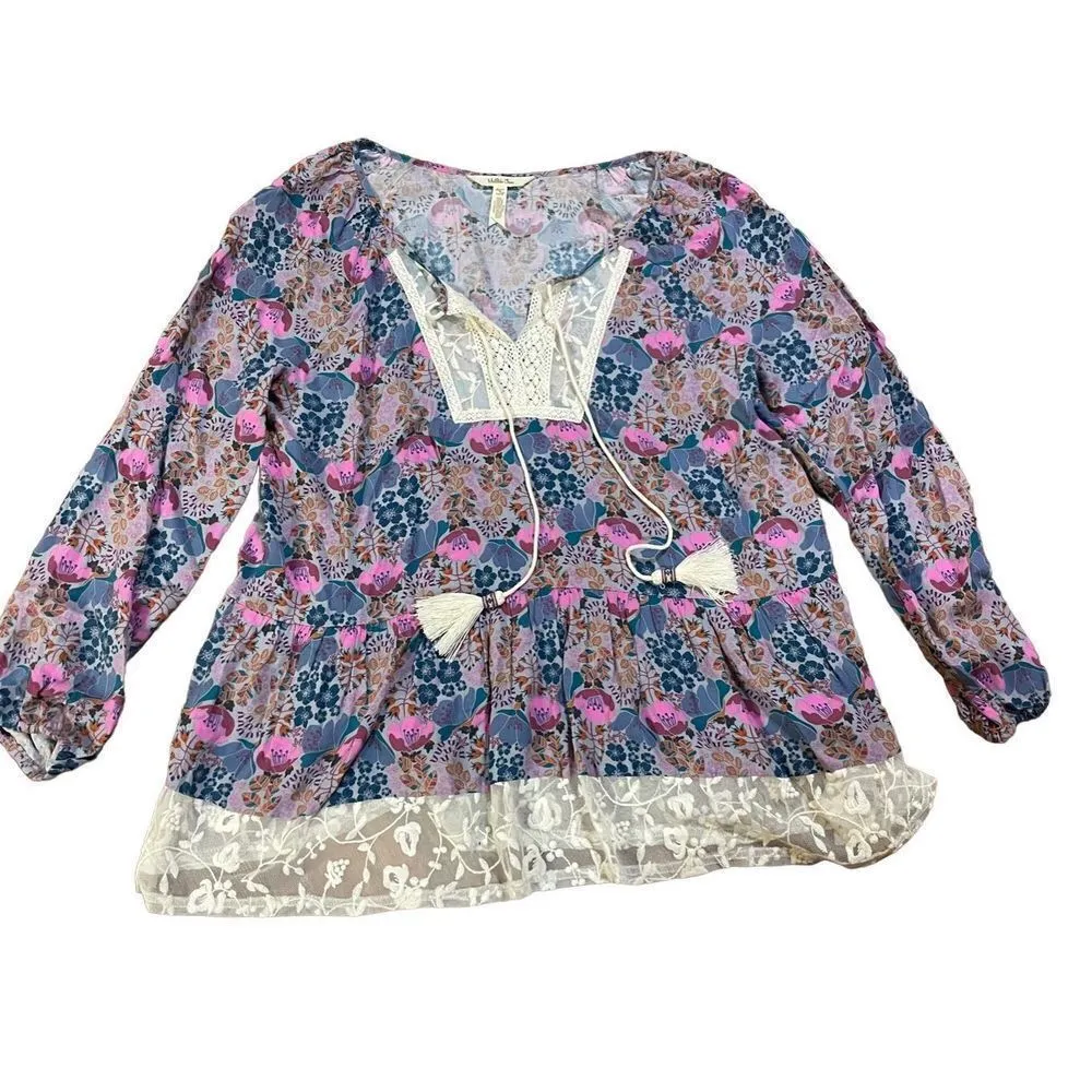 MATILDA JANE Make Believe Sew Perfect Peasant Blouse Floral size small - Image 2