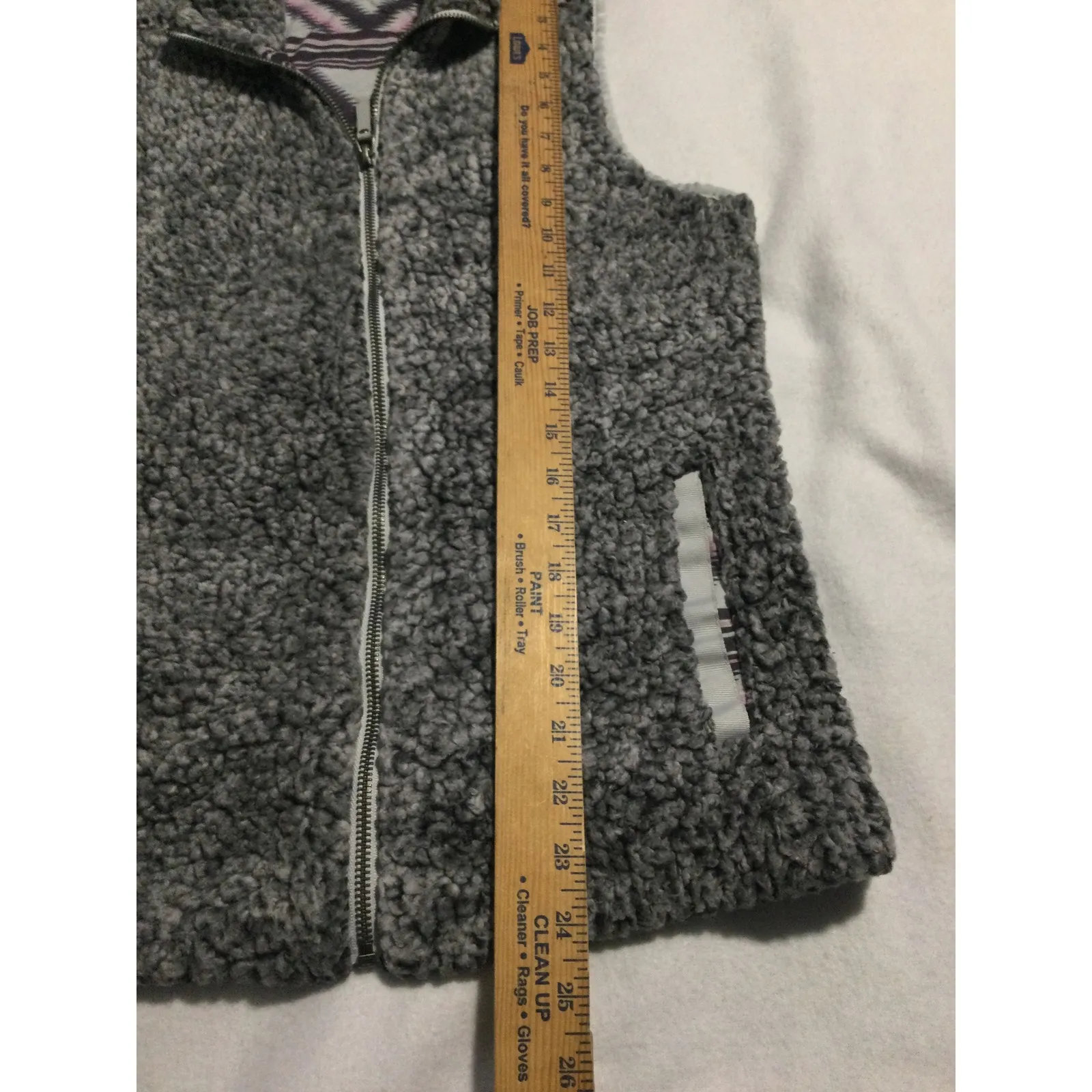 Cruel Girl Sherpa Vest Gray Aztec Print Lined Zip Front Women's Size Medium - Image 3