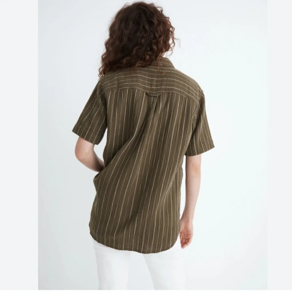 Madewell Olive Green Striped Button Down Shirt - Image 2