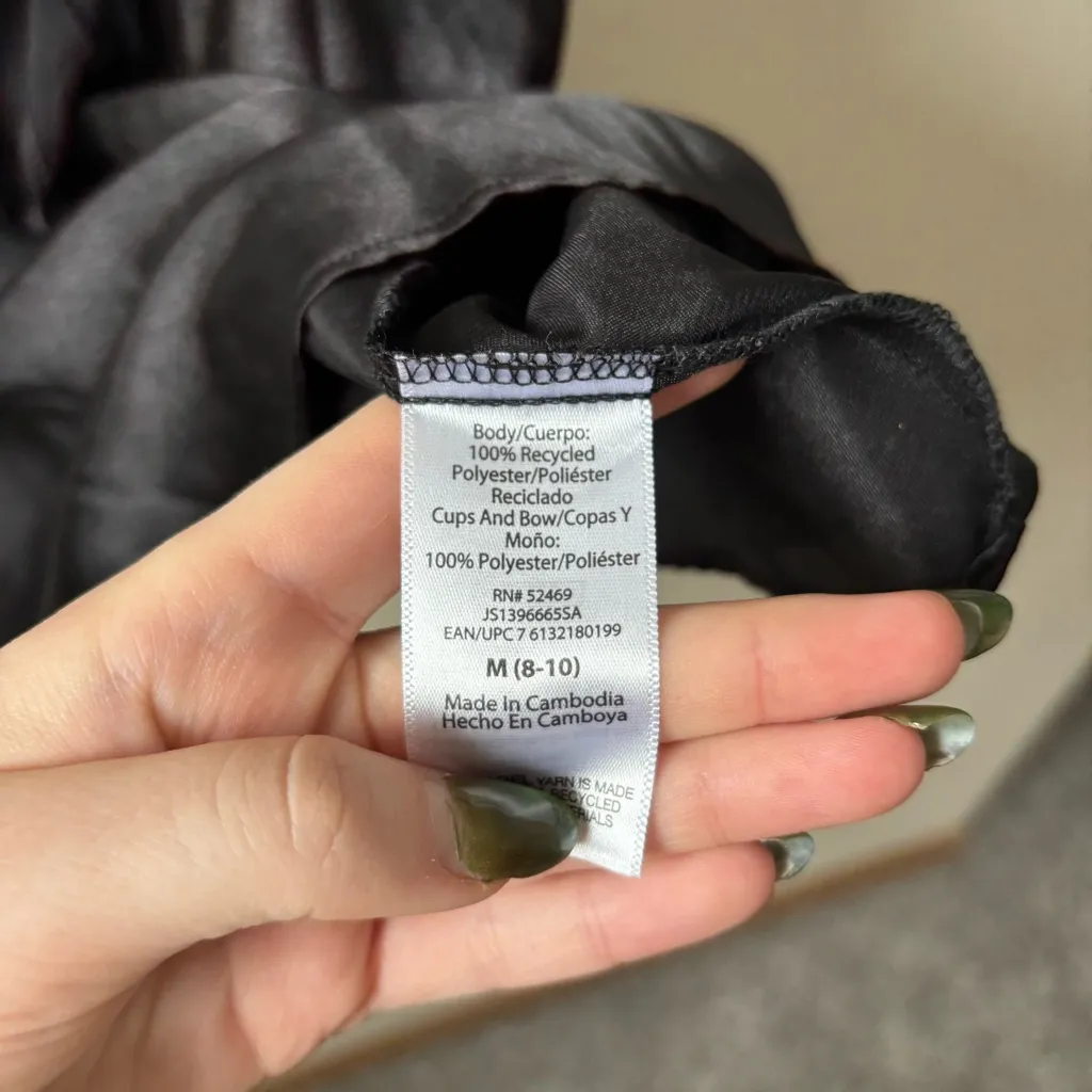 Black Satin Camisole with Sheer Details Size M - Image 4