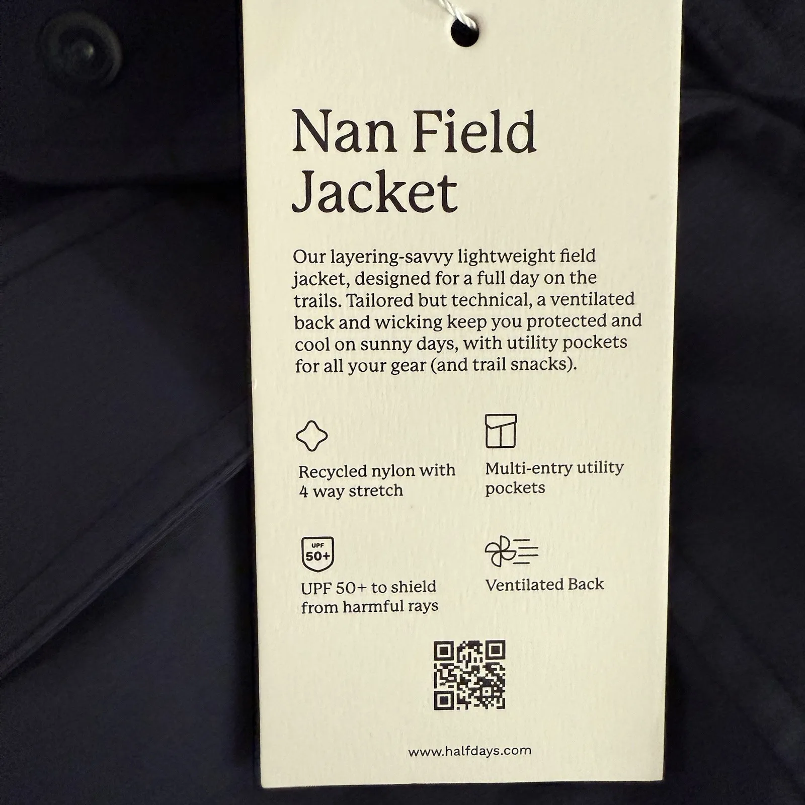 Halfdays Nan Field Jacket Womens Small Navy Blue Cargo Hiking Coat Full Zip New - Image 6