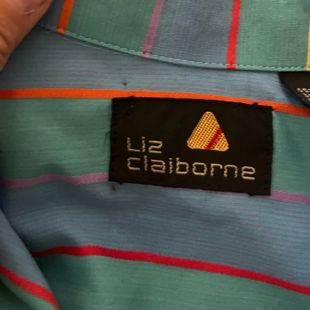 Vintage Liz Claiborne Stripe Button Down Short Sleeve Blouse - Image 4