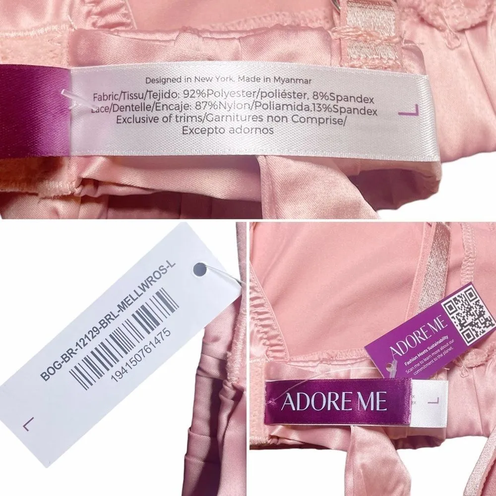 NWT Adore Me Averly Unlined Satin Bralette & Panty Set in Mellow Rose Size Large - Image 7
