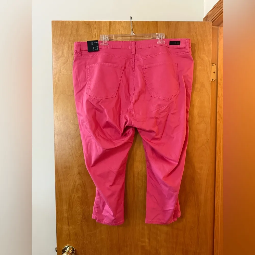 KUT from the Kloth Crop Skinny Denim Jeans Honeysuckle Pink Colorful NWT 22W - Image 13
