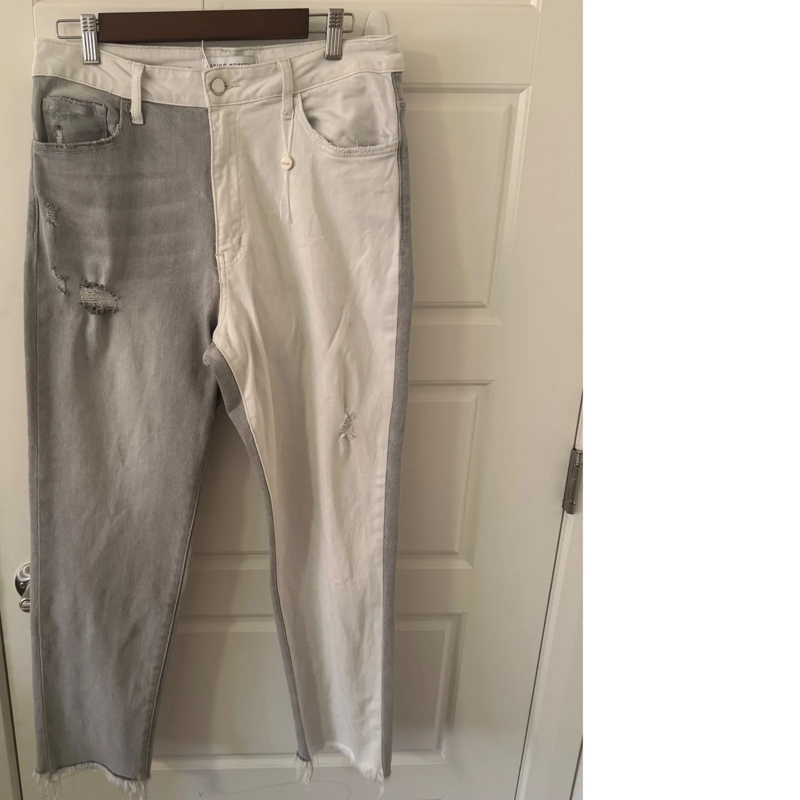 NEW Bohme sz 30 Women Flying Monkey Two Tone Cropped Colorblock Jeans Streetwear - Image 4