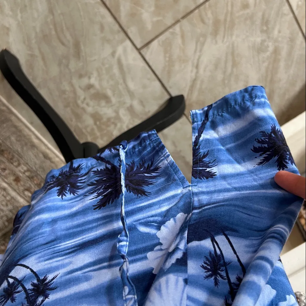 Big dog Vtg 80’s 90’s blue tropical Hawaiian print shift dress M - Image 9