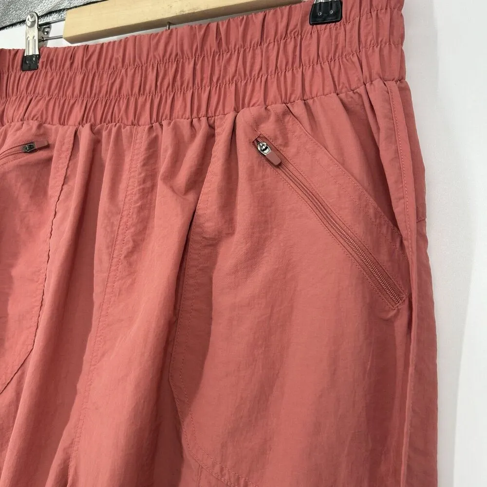 Zenana High Rise Windbreaker Joggers Pink Drawcord Ankle Pull On Size XL - Image 3