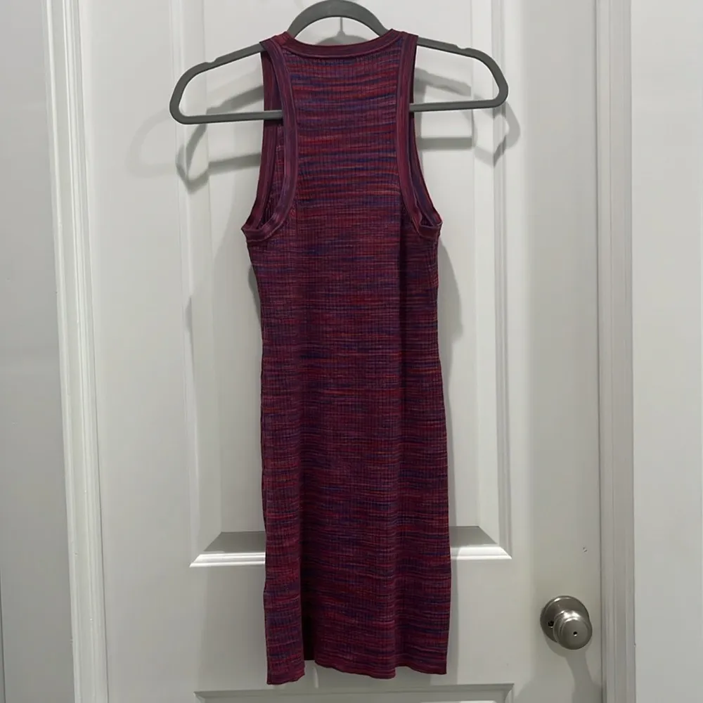 Aritzia Sunday Best Womens Ribbed Sleeveless Sweater Mini Dress Space Dye Sz M Red Size M - Image 7