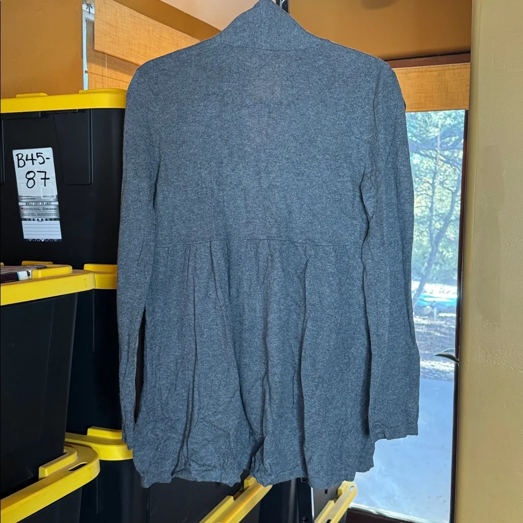 Garnet Hill Gray Cashmere Blend Open Front Tunic Cardigan Size Small - Image 7