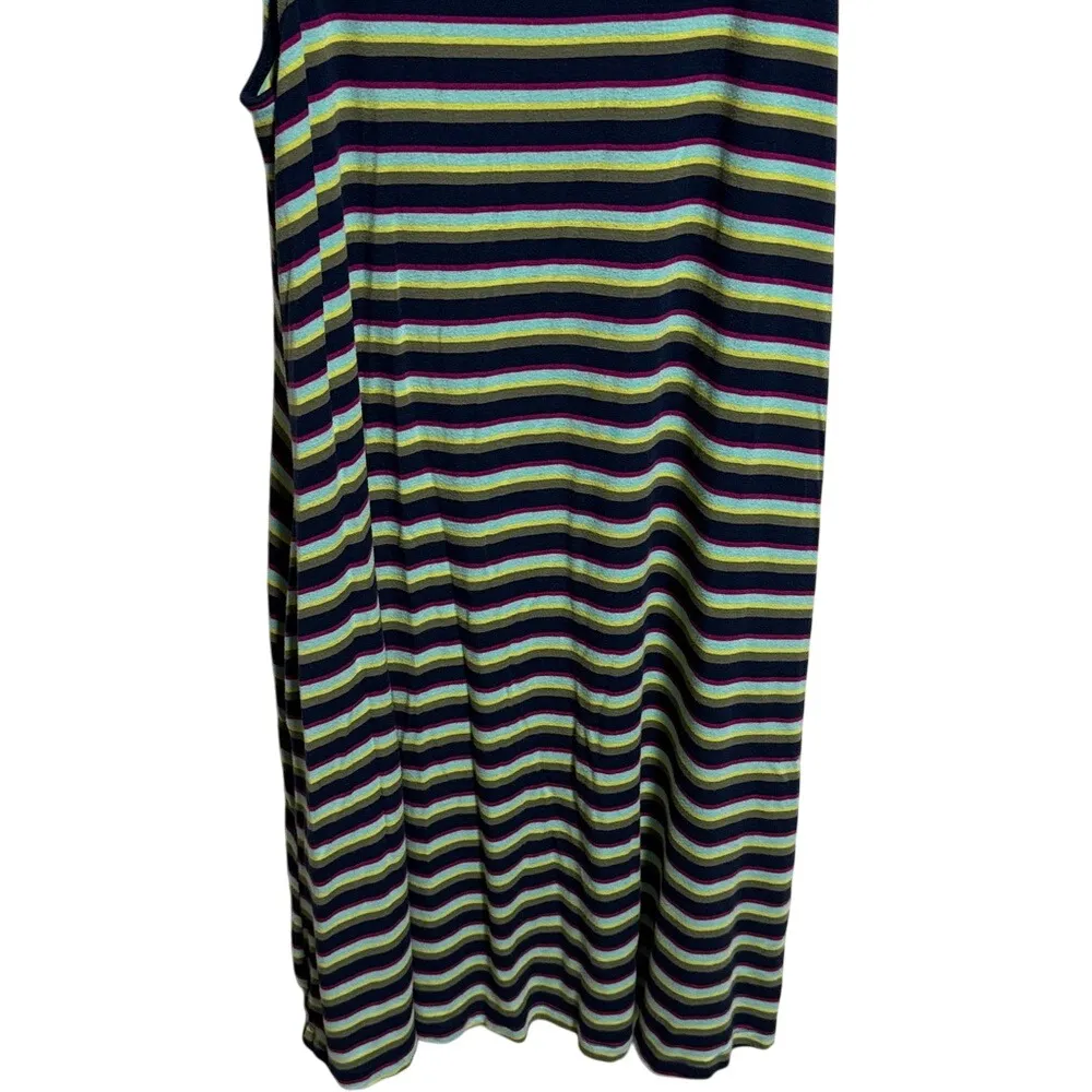Time and Tru multi striped casual‎ sleeveless knit dress sz large women's Blue - Image 4