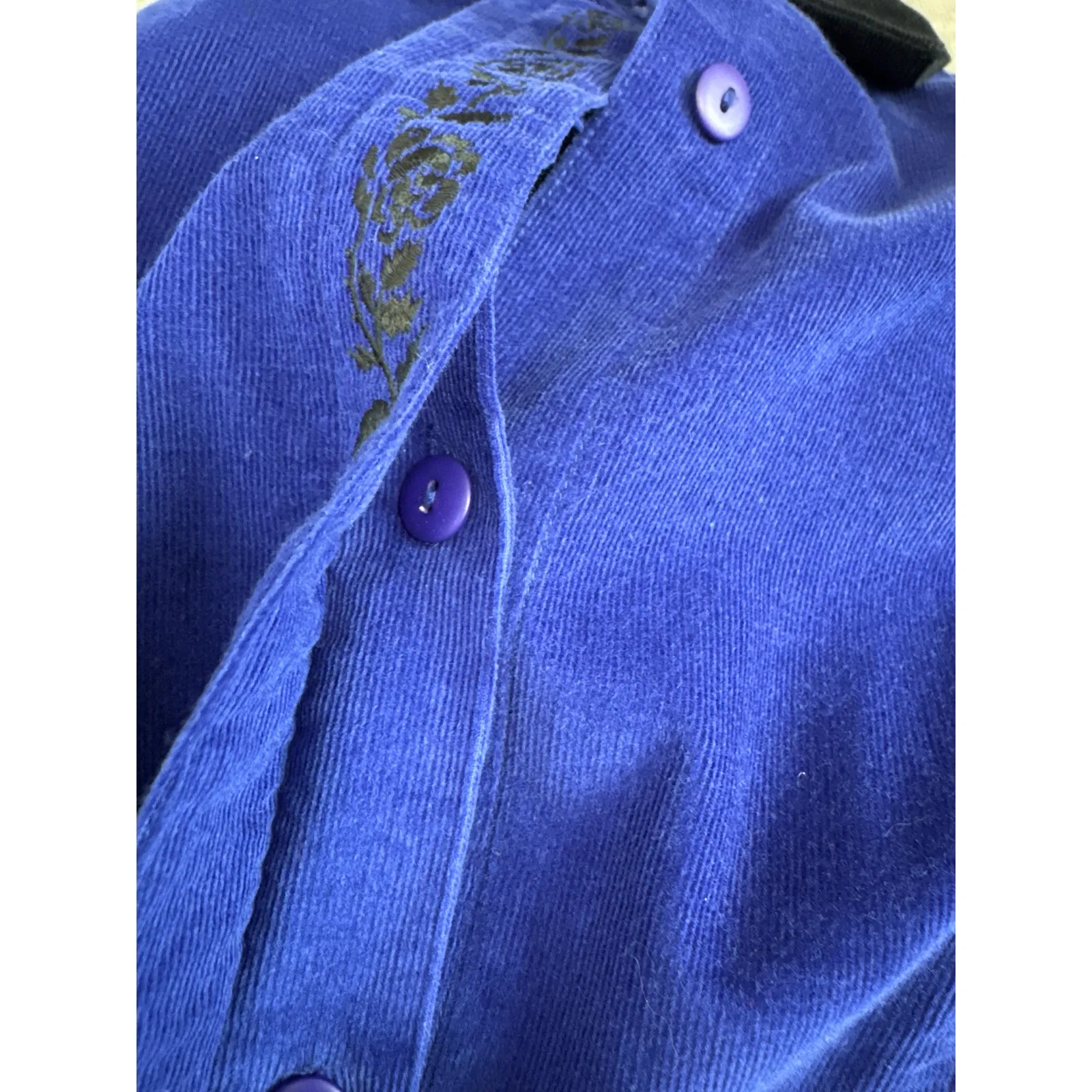 Vintage 1990s Eddie Bauer Corduroy Embroidered Midi Dress Small Petite - Image 11