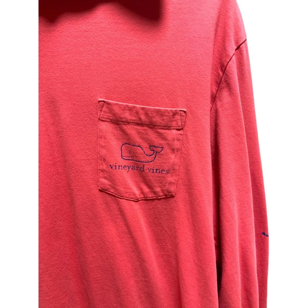 Vineyard Vines Hooded Whale Logo Back Hit Tee Shirt Melon Size M Coastal Casual - Image 8