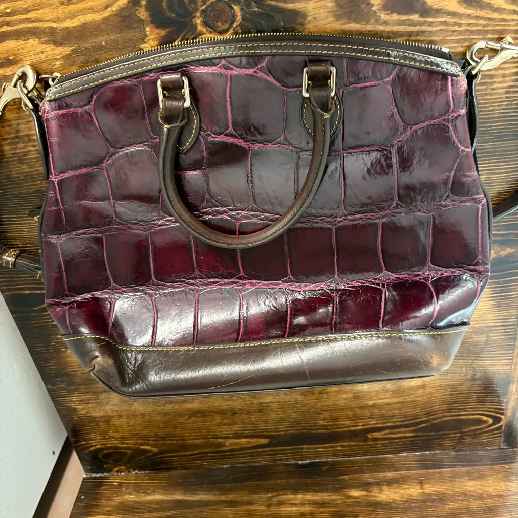 Dooney‎ & Bourke Red/Burgundy Dillon Crocodile Satchel - Image 2