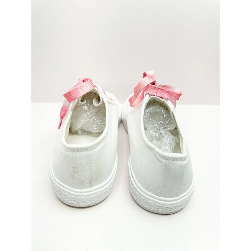 BP Canvas Sneakers Womens Size 6.5 White Pink Lace Up Casual Shoes - Image 5