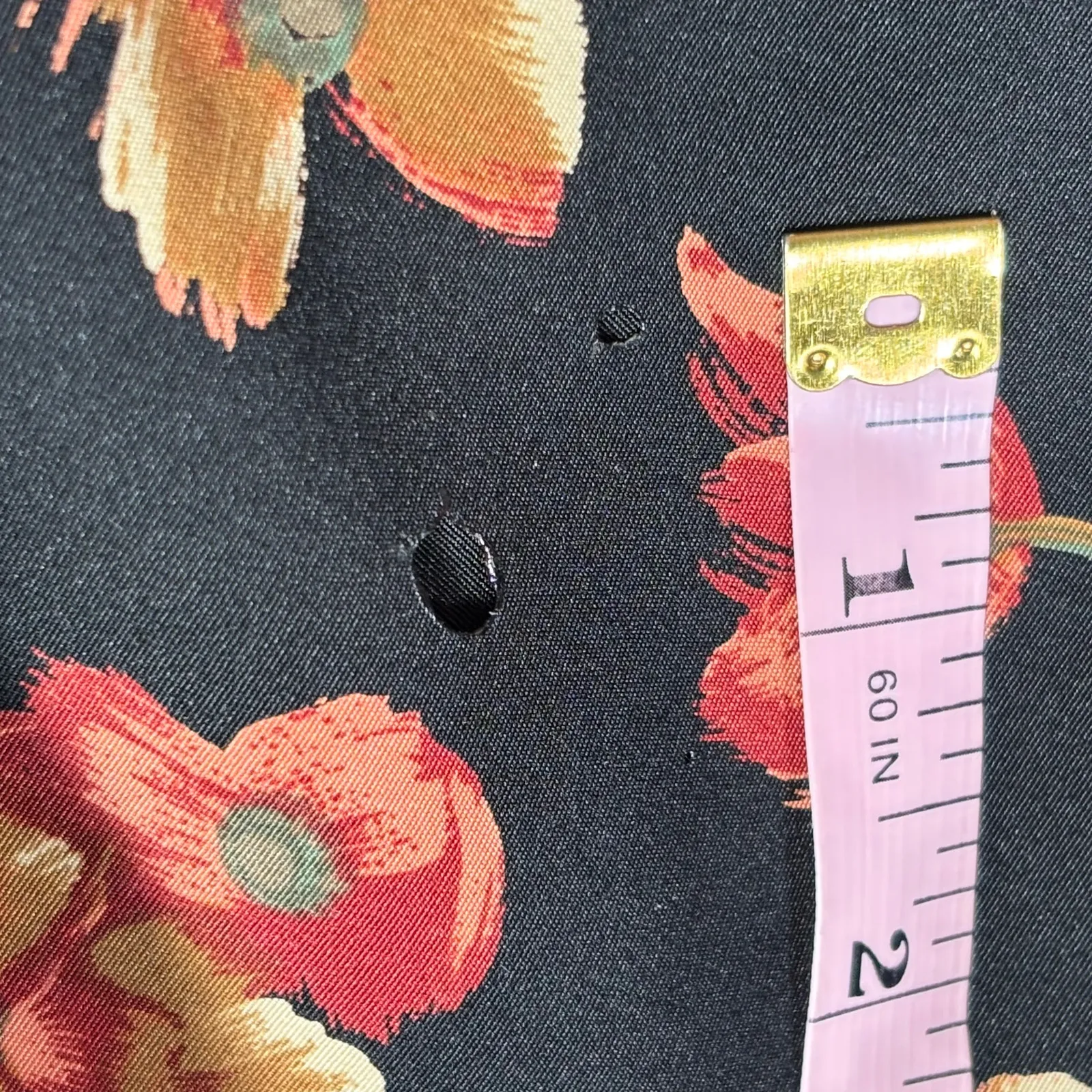 Vintage 90s Halston Black Red Dark Floral Maxi Skirt Side Button Size 12 Fall - Image 9