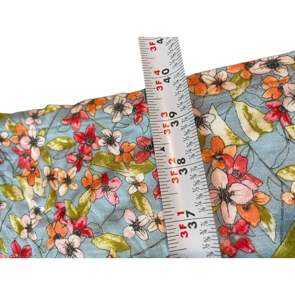 J Jill Short Sleeve Light Colors Floral Knee Length Dress Soft Stretch XL Modest Blue - Image 10