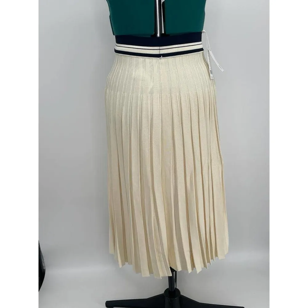 Tory Burch NWT Pleated Cream Knit Skirt S Small - Image 7