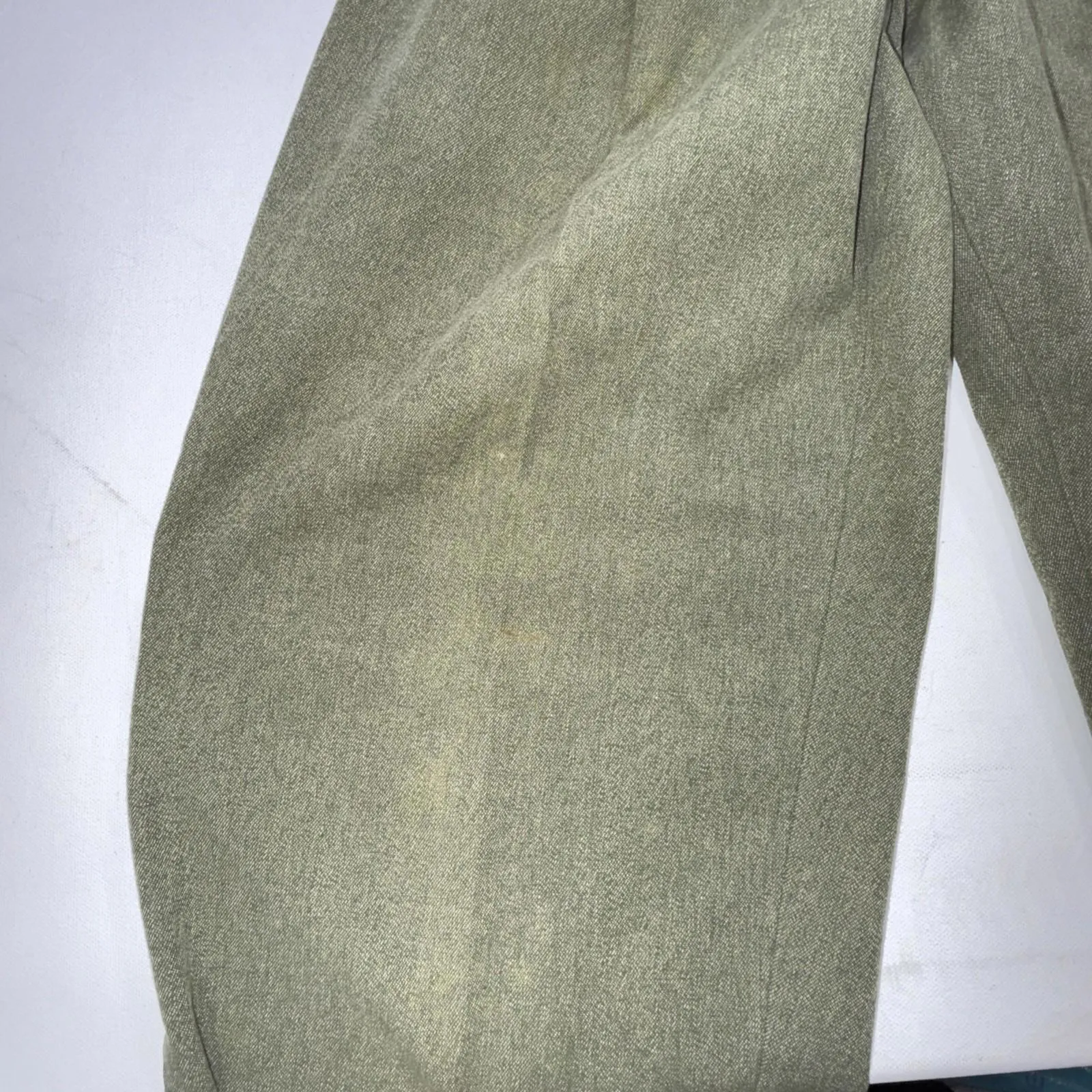 Vintage Esprit 90s Mom High Rise Y2K Pleated Linen Blend Olive Trousers Size 7/8 - Image 9