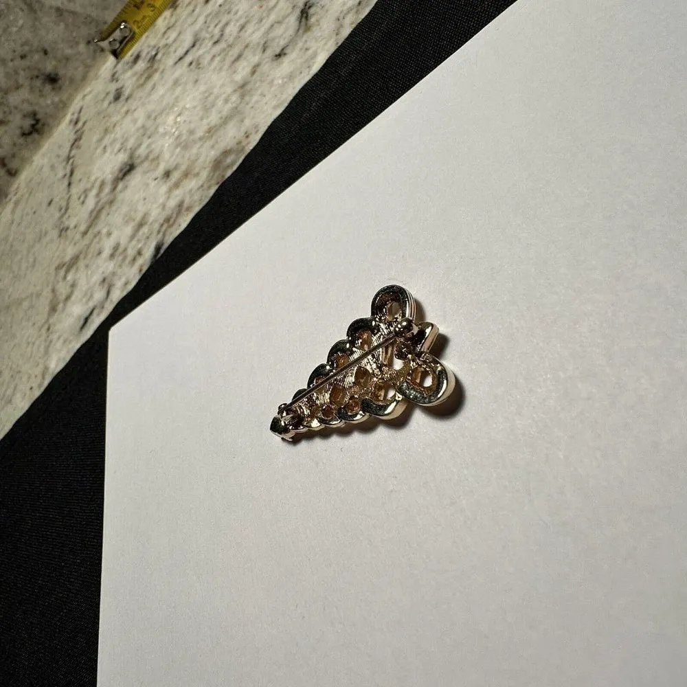 Avon NR Holiday Brooch Pin Gold Tone Christmas Tree Rhinestone NWOT - Image 7