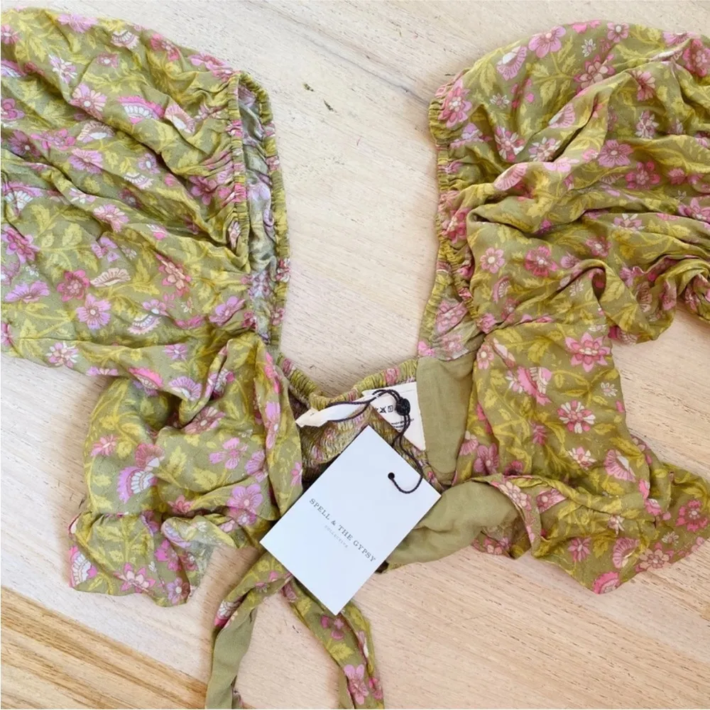 Spell & the Gypsy floral bohemian dahlia top on bronze NEW Size XS - Image 5