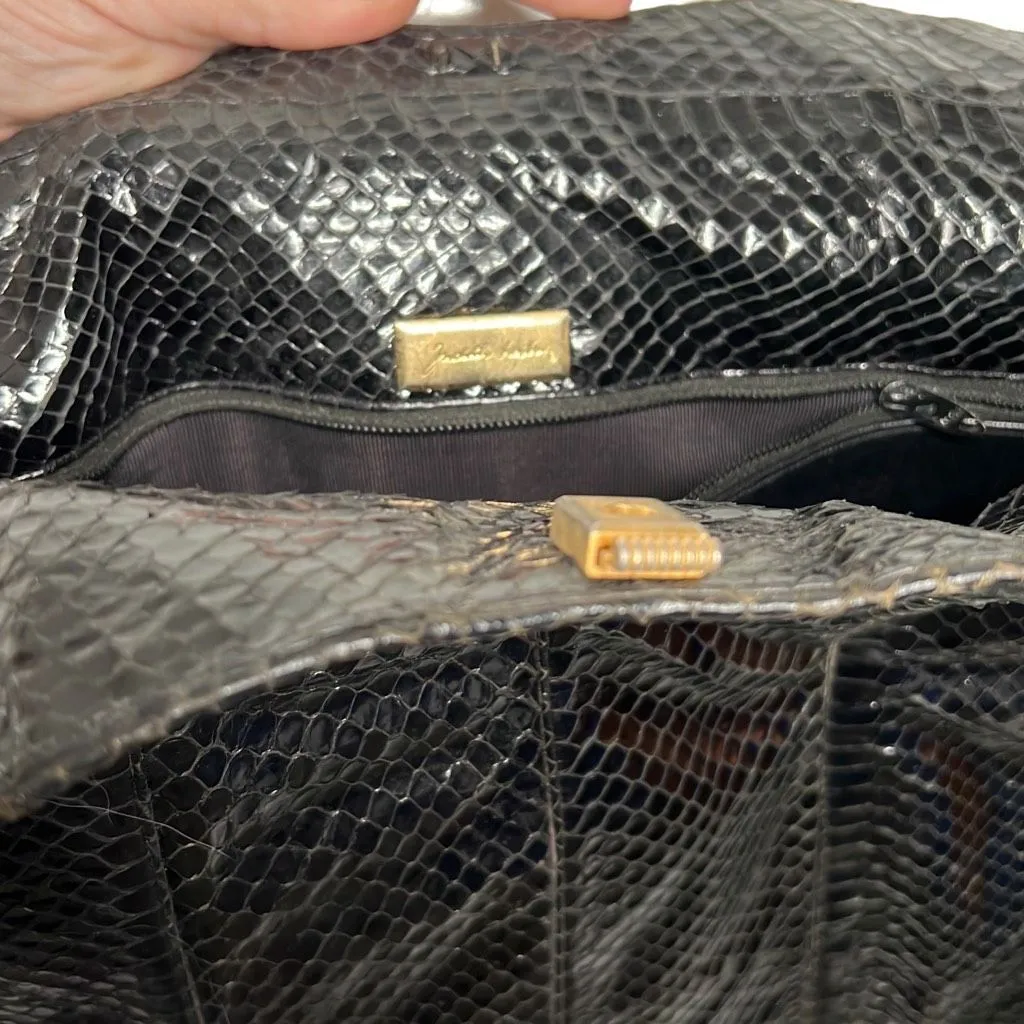 Vintage Judith Leiber Black Snake Shoulder Bag as is‎ - Image 8