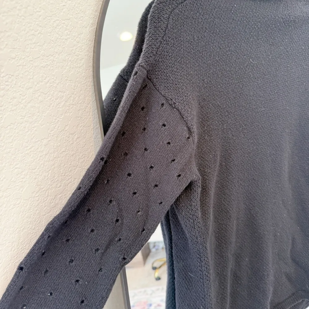 Anthropologie Moth Eyelet Sweater Black - Image 3