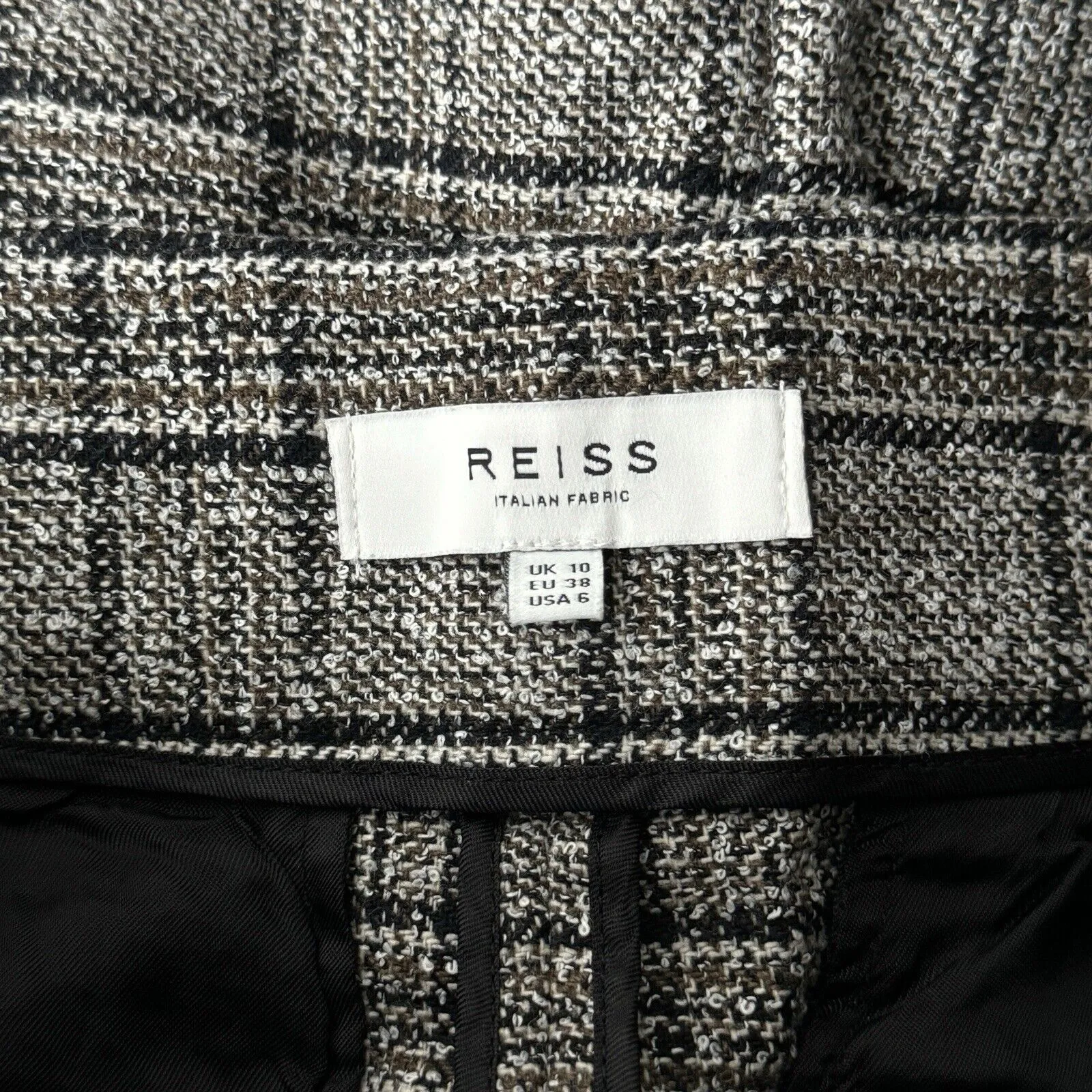 Reiss Pants Womens 6 Gray Black Arya Checkered Trouser‎ Italian Fabric Business - Image 7