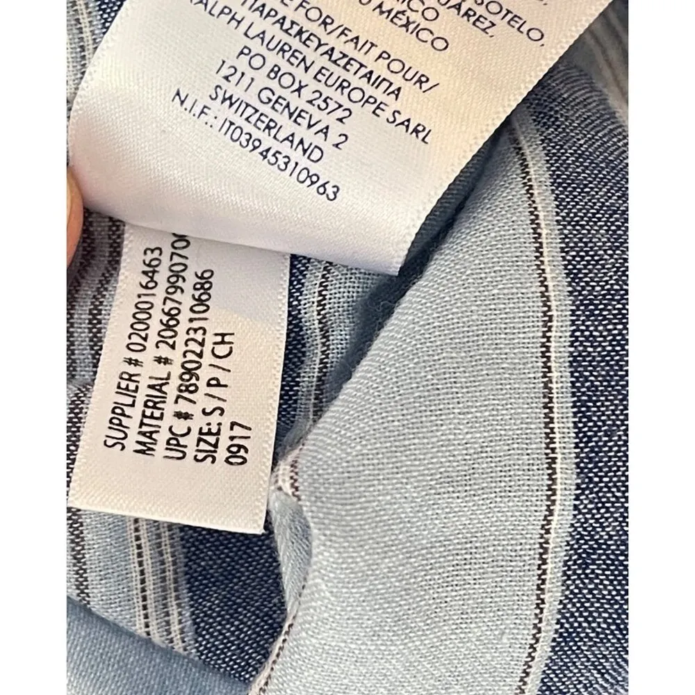 Chaps Striped Henley Button Down Long Sleeve Shirt Size S - Image 9