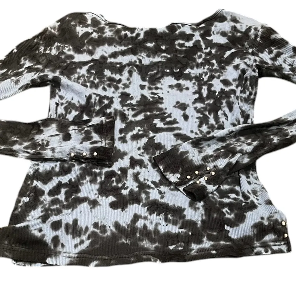 Miss Vintage Grunge Black and Blue Long Sleeve Top with Studded Accents Size M - Image 2