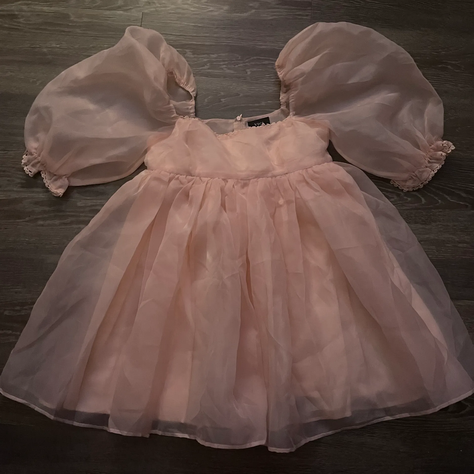 Lovers Puff Sleeve Tulle Pink Babydoll Dress - Image 6