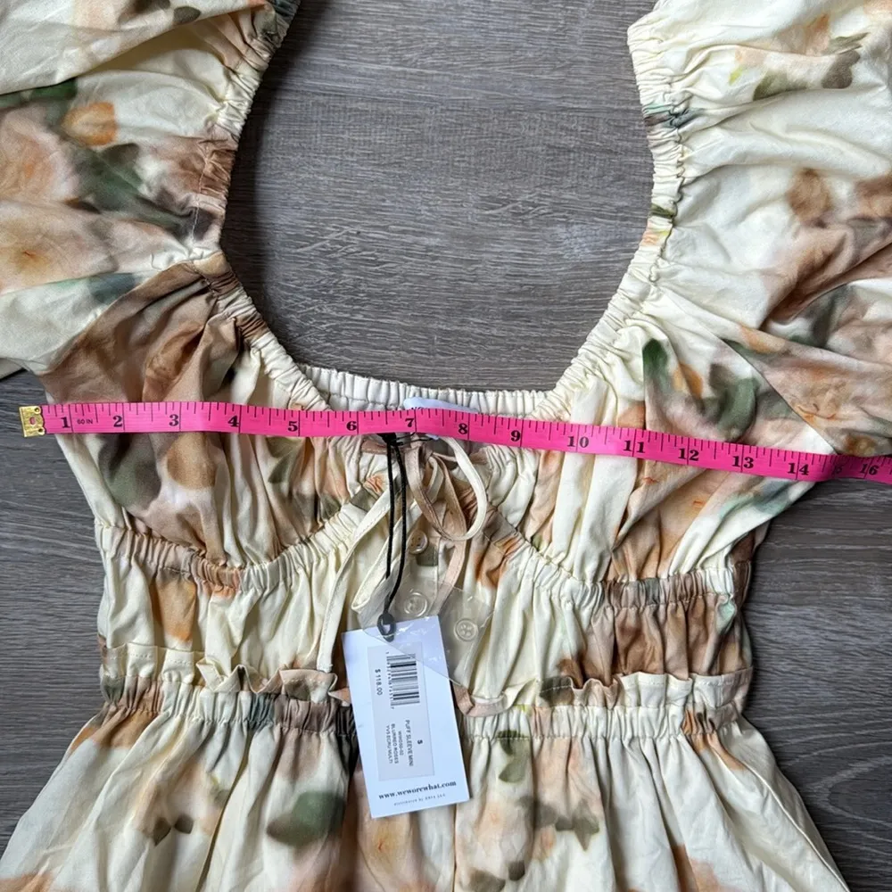 NEW WEWOREWHAT Floral Ruffle Mini puff sleeve Dress Small - Image 10