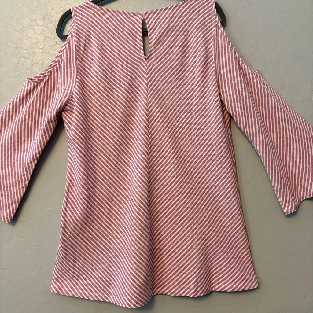 Soft Surroundings red white striped cold shoulder landfall tunic top large NEW - Image 14