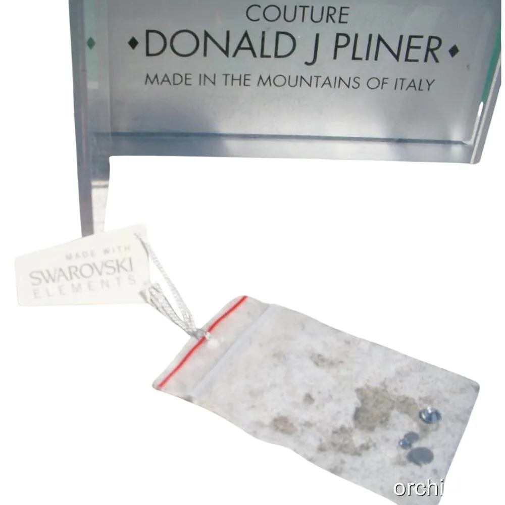 Donald Pliner Black Metallic Leather Platform Shoe Swarovski Crystals NWT $395 Size 7 - Image 4