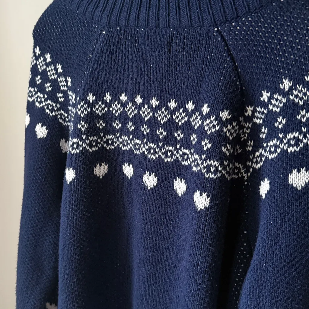 Aerie Festive Feels Quarter Zip Sweater Blue LOVE Cozy Cabin Isle Knit Pullover - Image 9