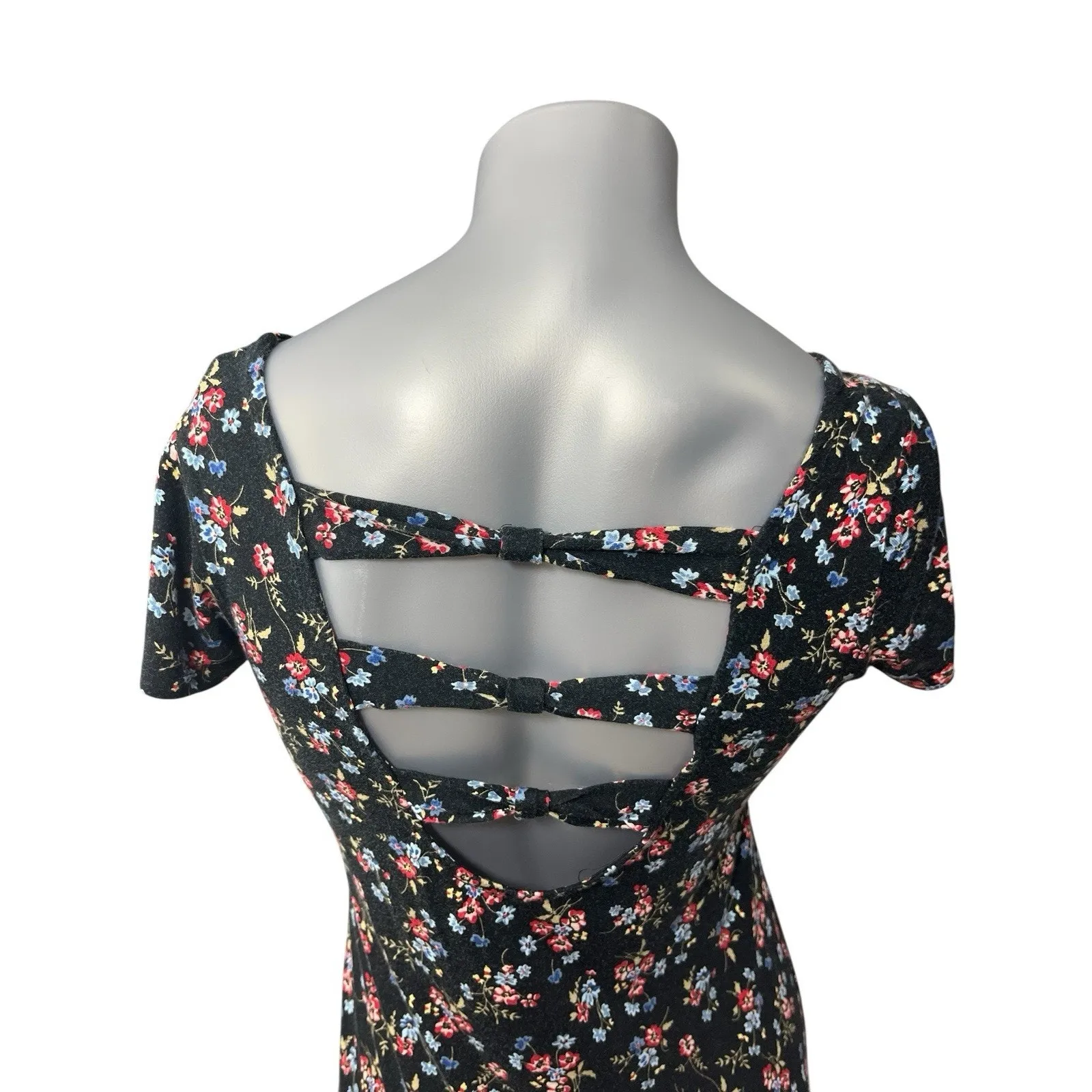 Vtg Floral Flowy Dress Asymmetric Fairycore Large Ethereal Romantic Y2K Rayon - Image 6